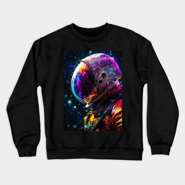 Cosmic Explorer - Side Profile Astronaut Crewneck Sweatshirt by Lematworks